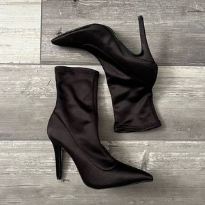 Black Balenciaga style heeled booties